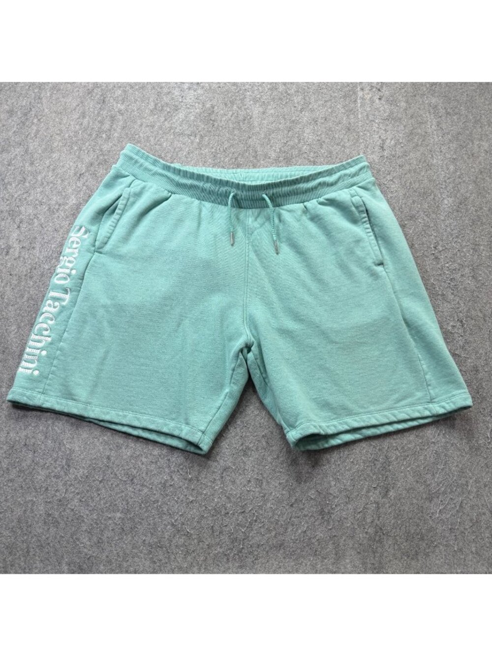 Sergio Tacchini Fleece Sweat Shorts Men 3XL Blue Teal 9" Drawstring Casual